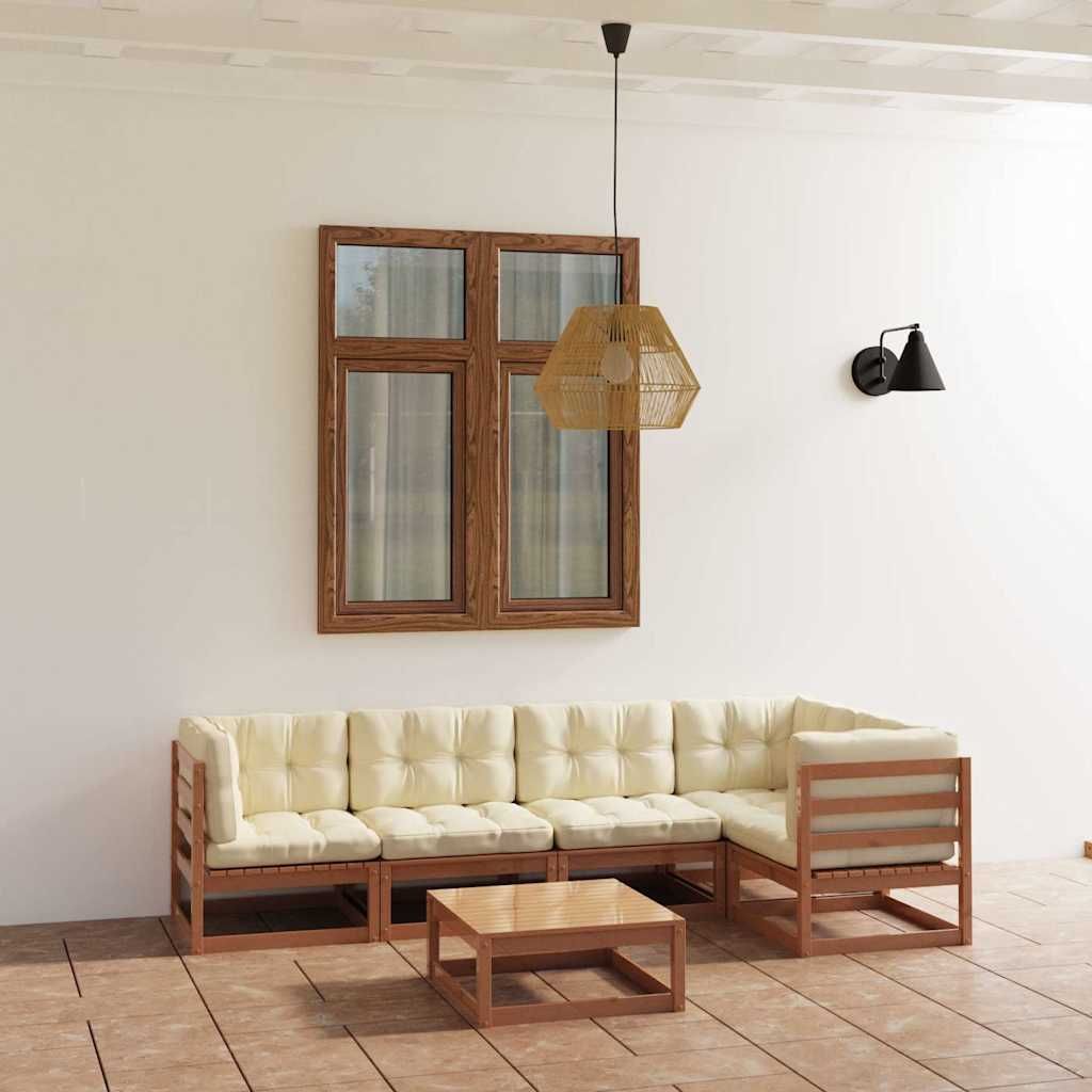 Set Divani da Giardino 6 pz con Cuscini Legno Massello di Pino vidaXL