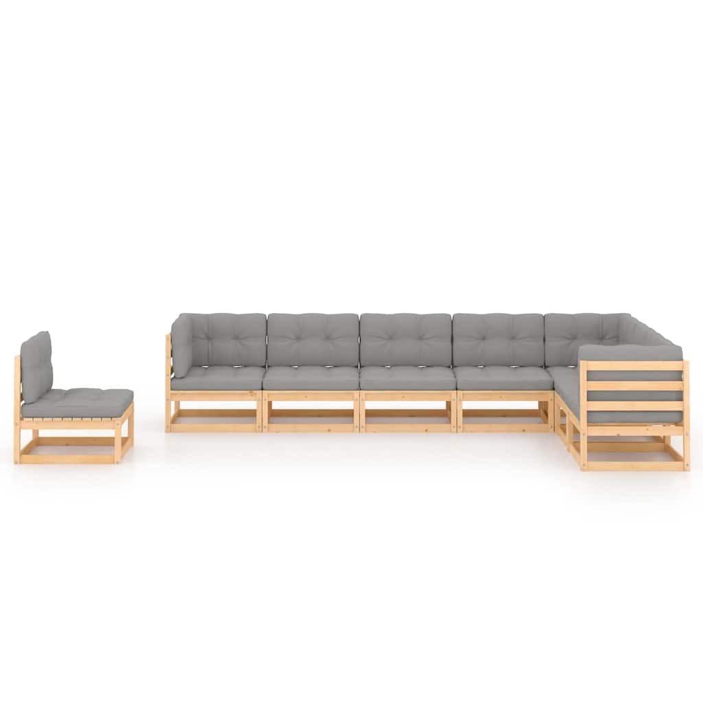 Set Salotto Giardino 8 pz Cuscini Antracite Legno Massello Pino vidaXL