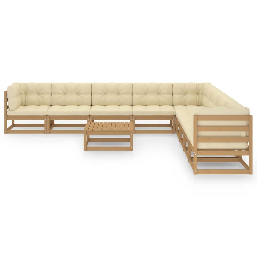 Set Salotto Giardino e Cuscini 10 pz Legno Massello Pino Ambra vidaXL