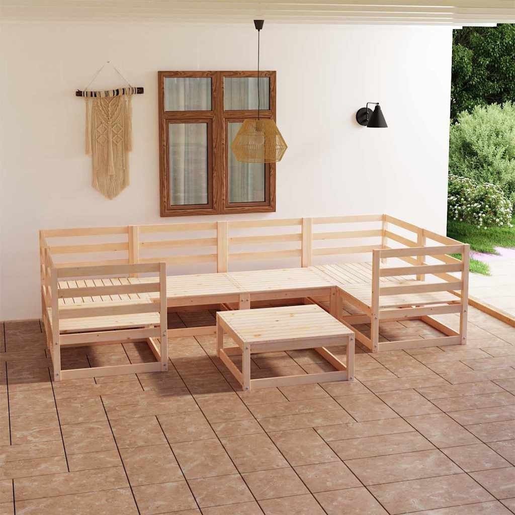 Set Divani da Giardino 7 pz in Legno Massello di Pino vidaXL