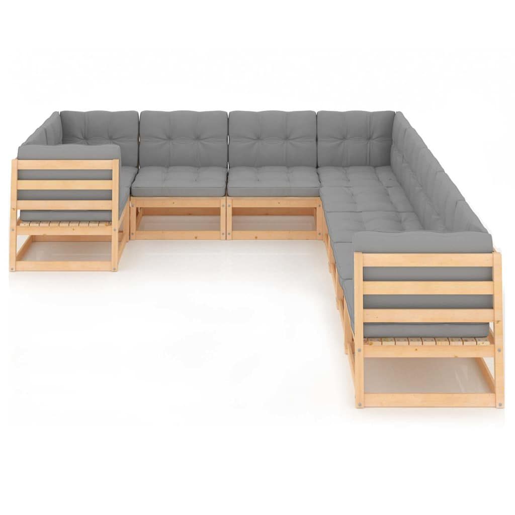 Set Salotto Giardino 9 pz Cuscini Antracite Legno Massello Pino vidaXL