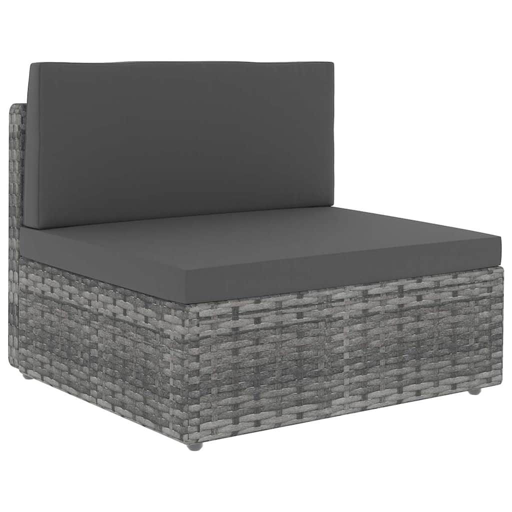 Set Divani da Giardino 7 pz con Cuscini in Polyrattan Grigio vidaXL