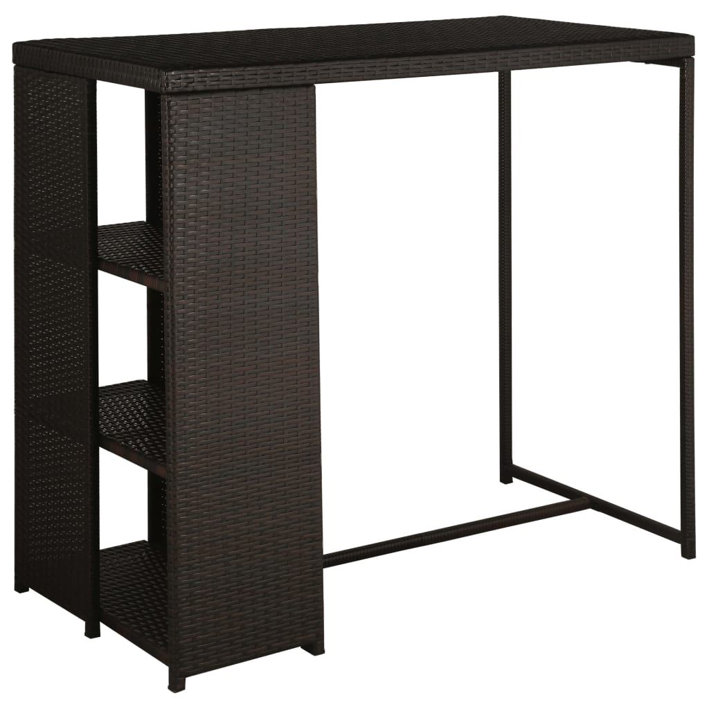 Set da Bar da Giardino 5 pz con Cuscini in Polyrattan Marrone vidaXL