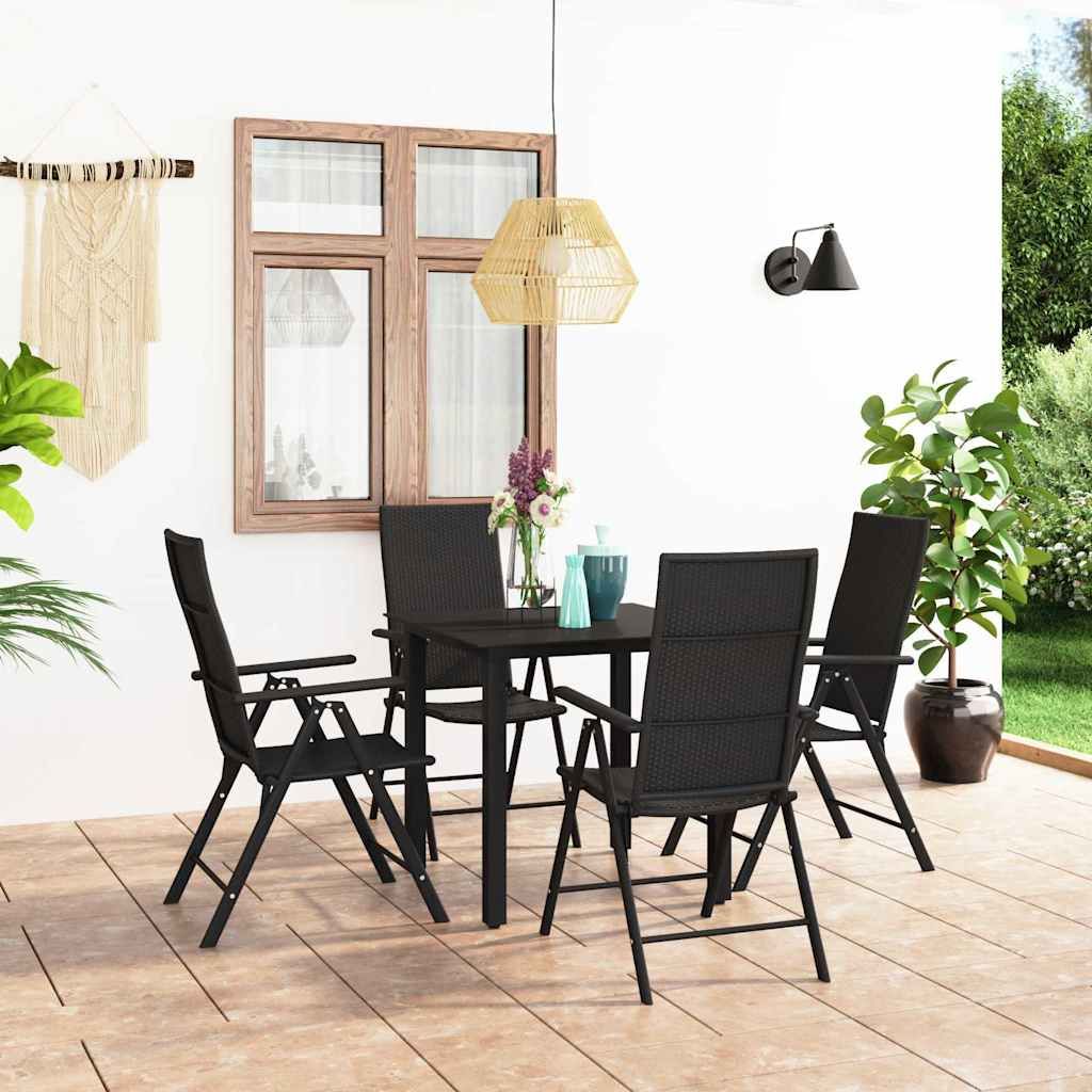 Set da Pranzo da Giardino 5 pz Nero vidaXL