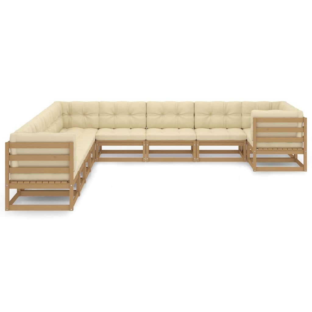 Set Salotto Giardino e Cuscini 10 pz Legno Massello Pino Ambra vidaXL