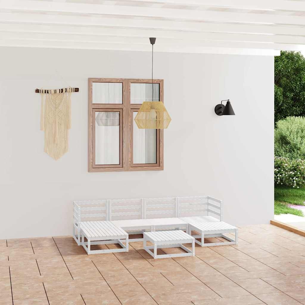 Set Divani da Giardino 7 pz in Legno Massello di Pino vidaXL