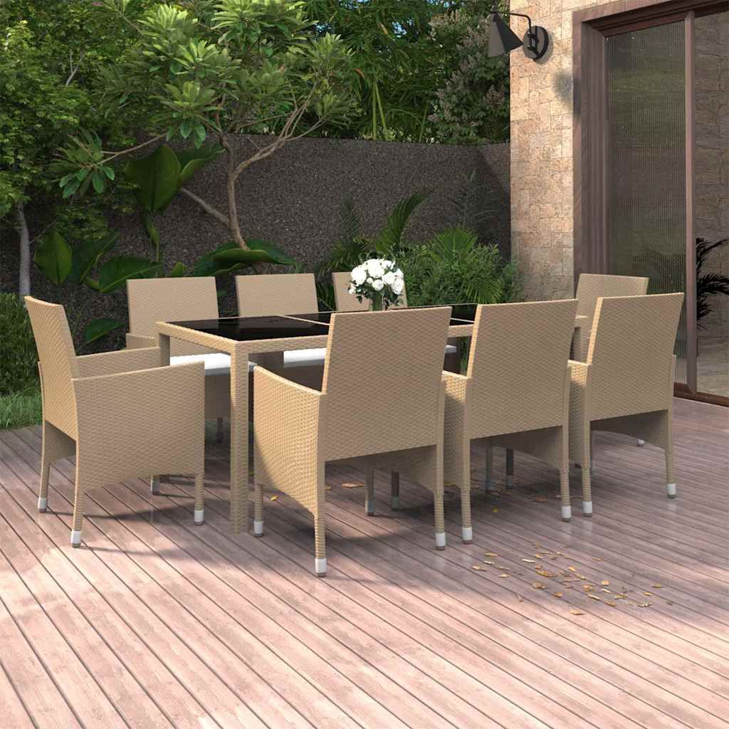 Set Mobili da Pranzo per Giardino 5 pz in Polyrattan Beige vidaXL