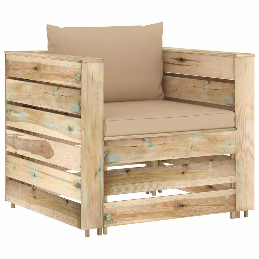Set Salotto da Giardino 2pz con Cuscini Legno Impregnato Verde vidaXL