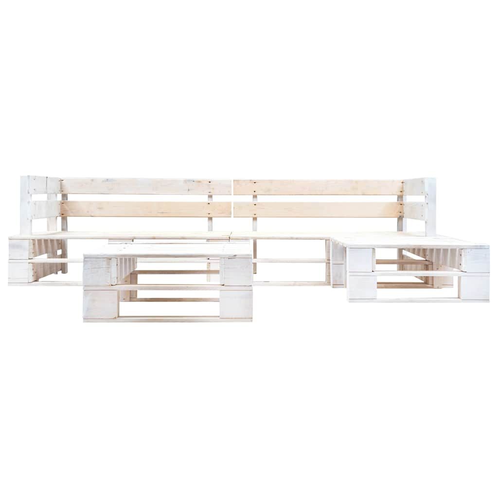 Set Divani da Giardino su Pallet 4 pz in Legno Bianco vidaXL