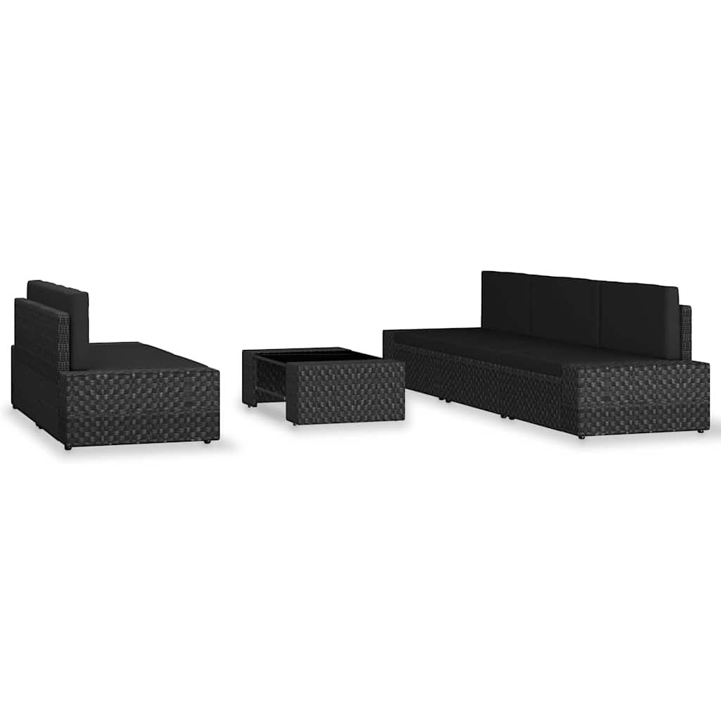 Set Divani da Giardino 6 pz in Polyrattan Nero vidaXL