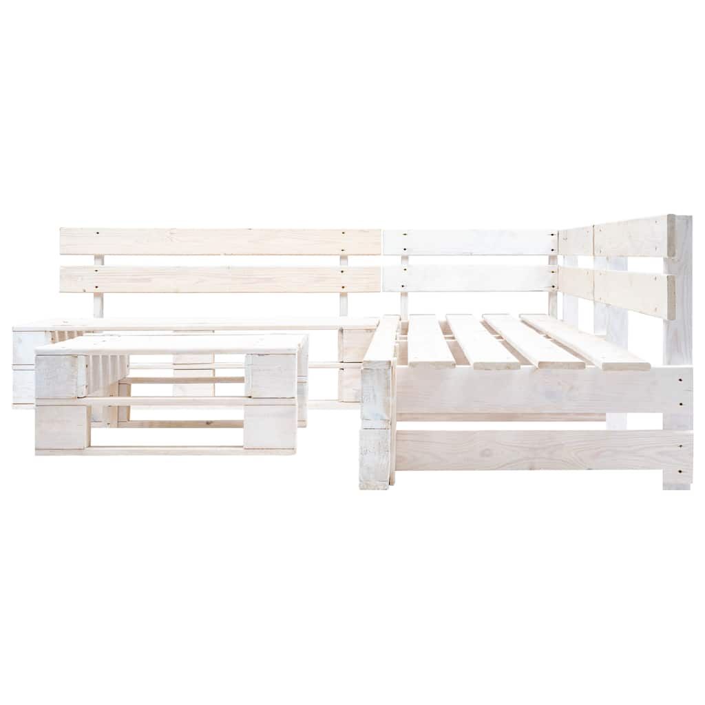 Set Divani da Giardino su Pallet 4 pz in Legno Bianco vidaXL