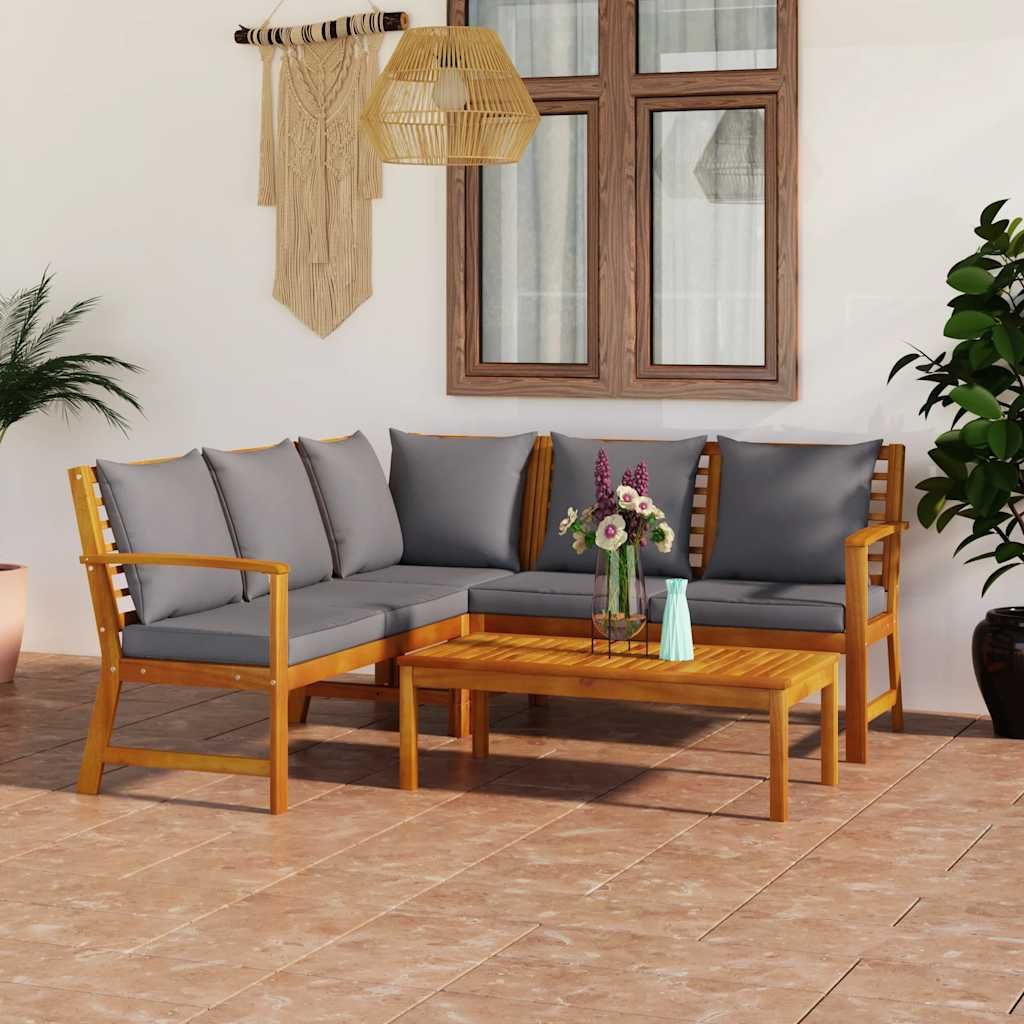Set Divani da Giardino 4 pz con Cuscini in Massello di Acacia vidaXL