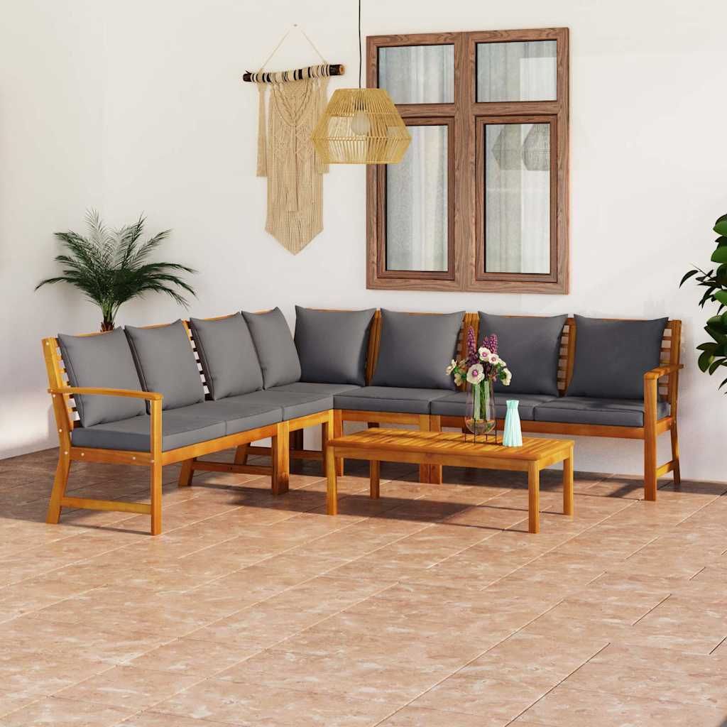 Set Divani da Giardino 6 pz con Cuscini in Massello di Acacia vidaXL