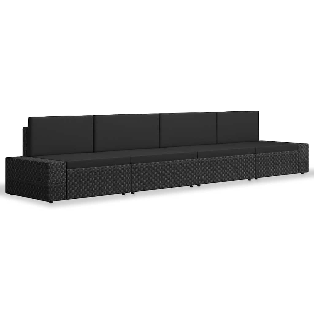 Set Divani da Giardino 4 pz in Polyrattan Nero vidaXL