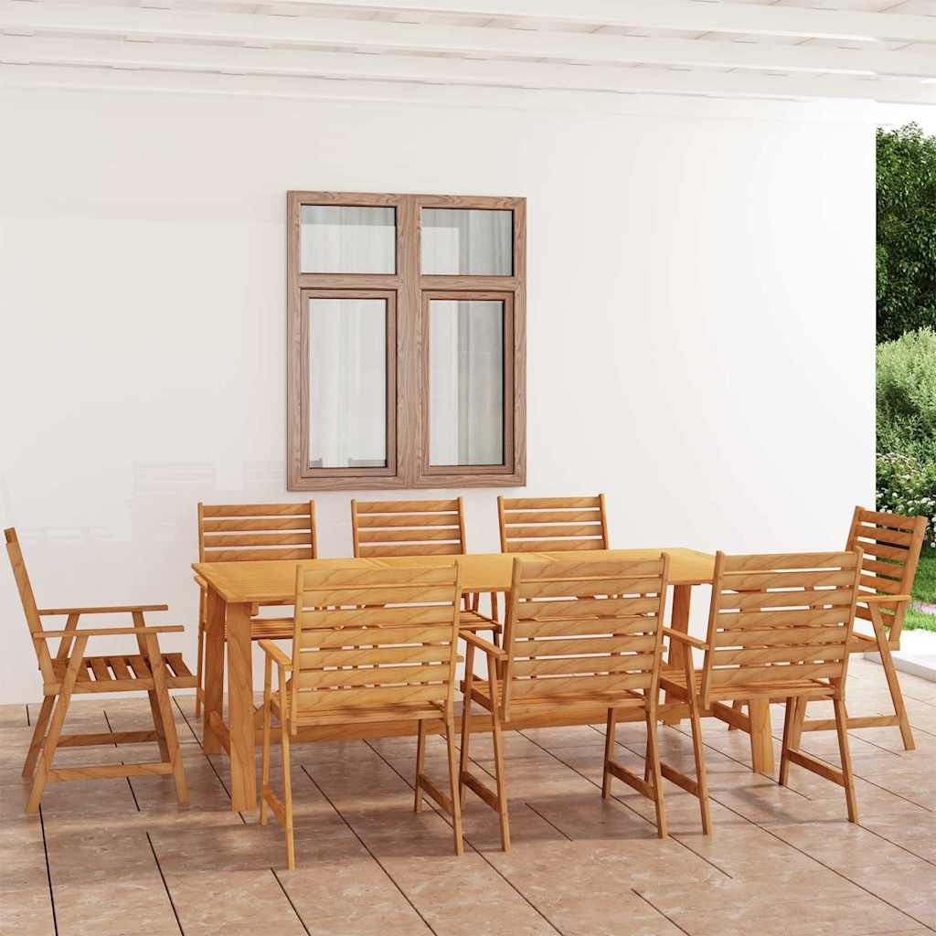 Set Pranzo da Giardino 9 pz in Legno Massello di Acacia vidaXL
