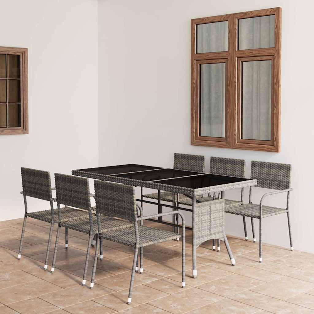 Set Mobili da Pranzo Giardino 7 pz Polyrattan Antracite Grigio vidaXL