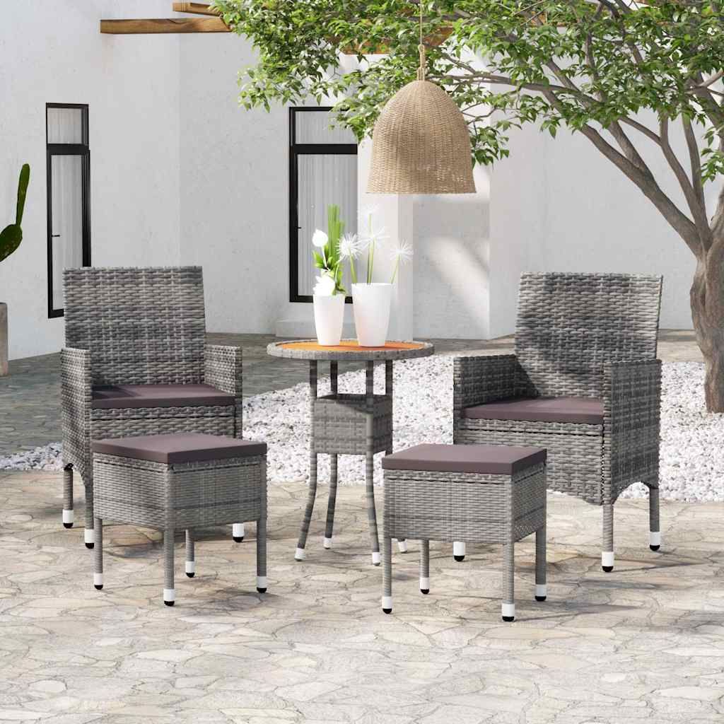 Set Divani da Giardino 5 pz in Polyrattan Grigio vidaXL