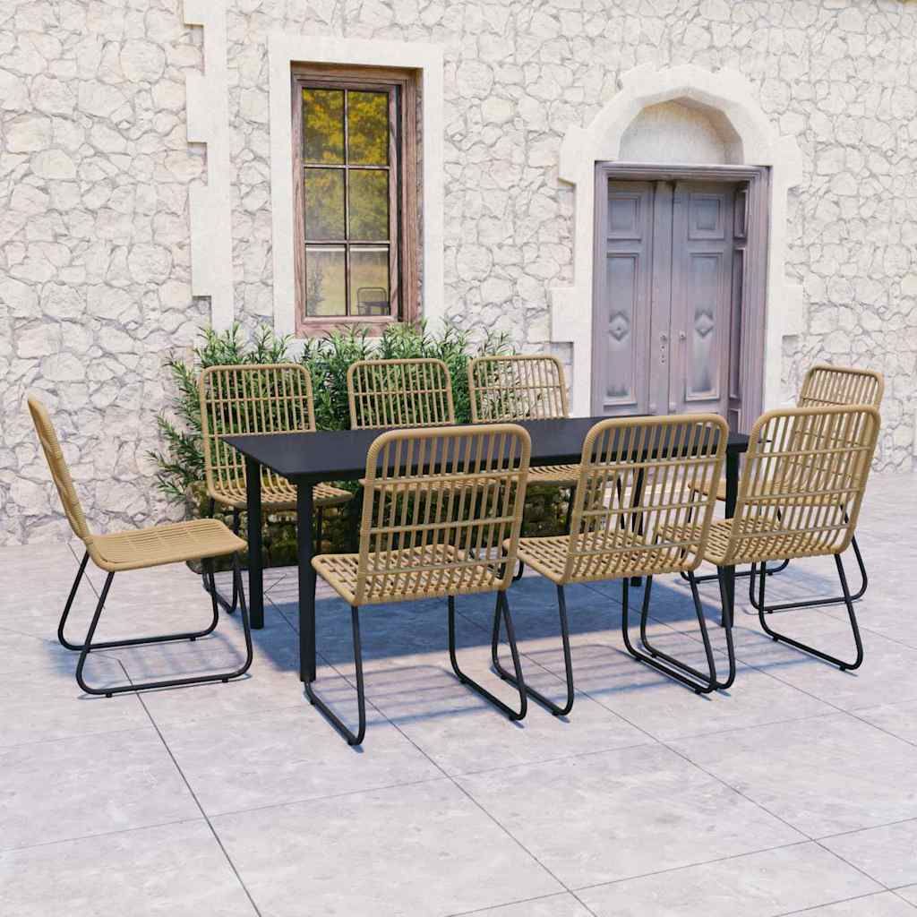 Set da Pranzo da Giardino 9 pz in Polyrattan e Vetro vidaXL