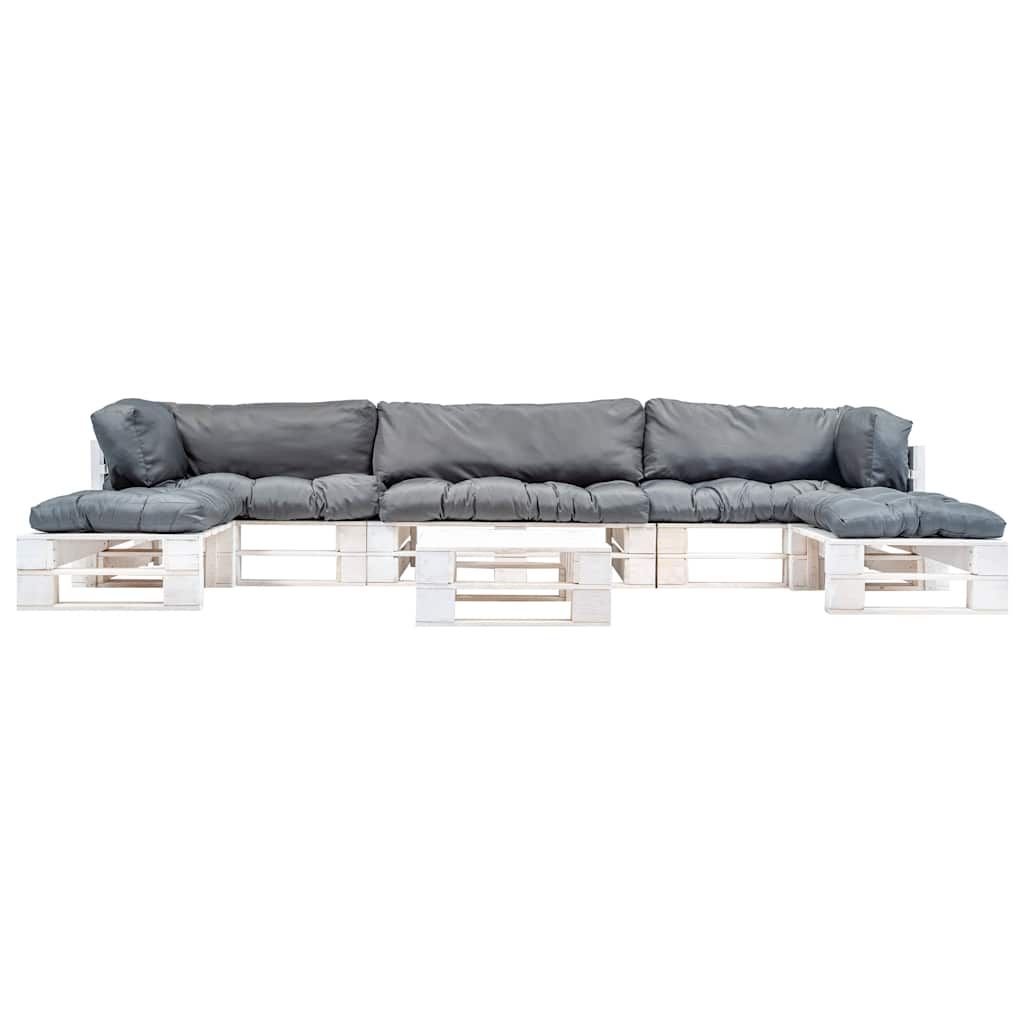 Set Divani da Giardino su Pallet 6 pz Cuscini Grigi in Legno vidaXL