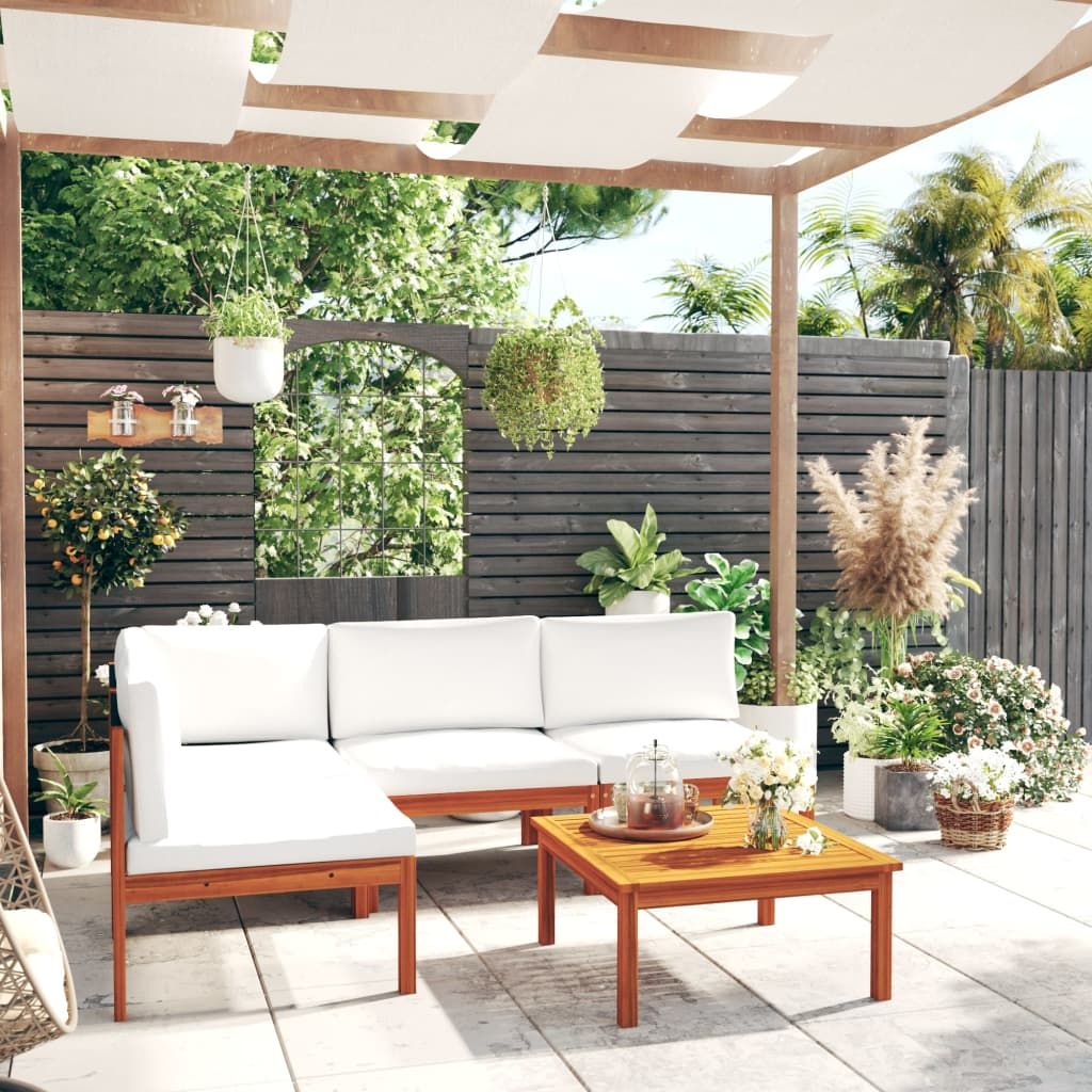 Set da giardino 5 pezzi con cuscini crema 63x63 cm vidaXL