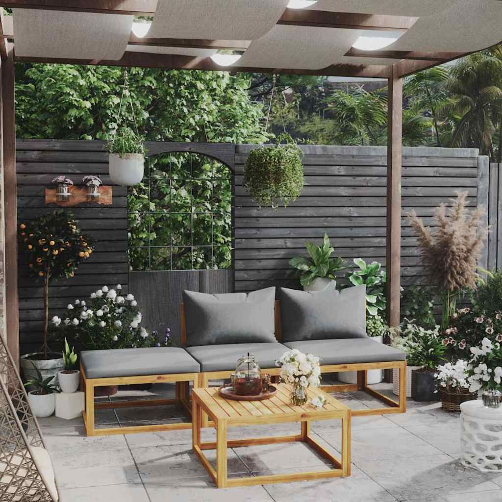 Set Divani da Giardino 4 pz con Cuscini in Massello di Acacia vidaXL