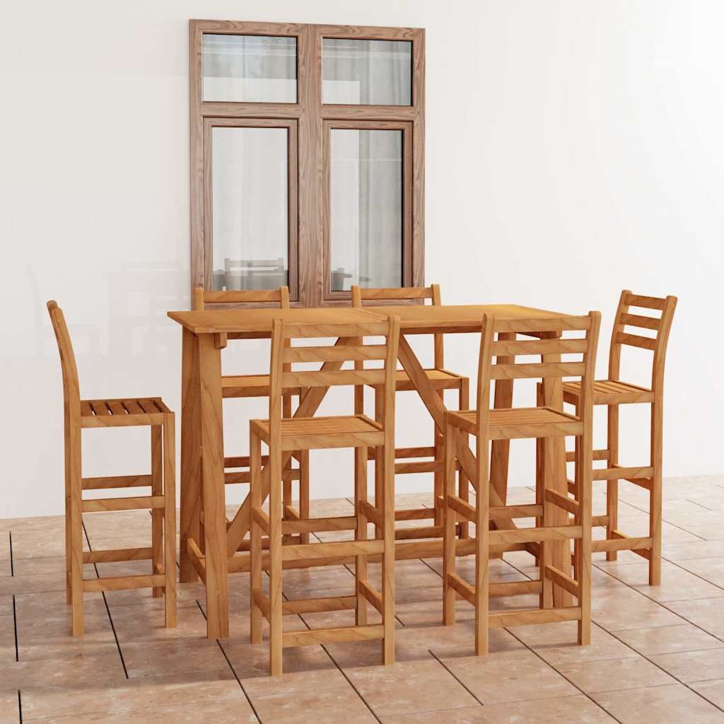 Set da Bar da Giardino 7 pz in Legno Massello di Acacia vidaXL