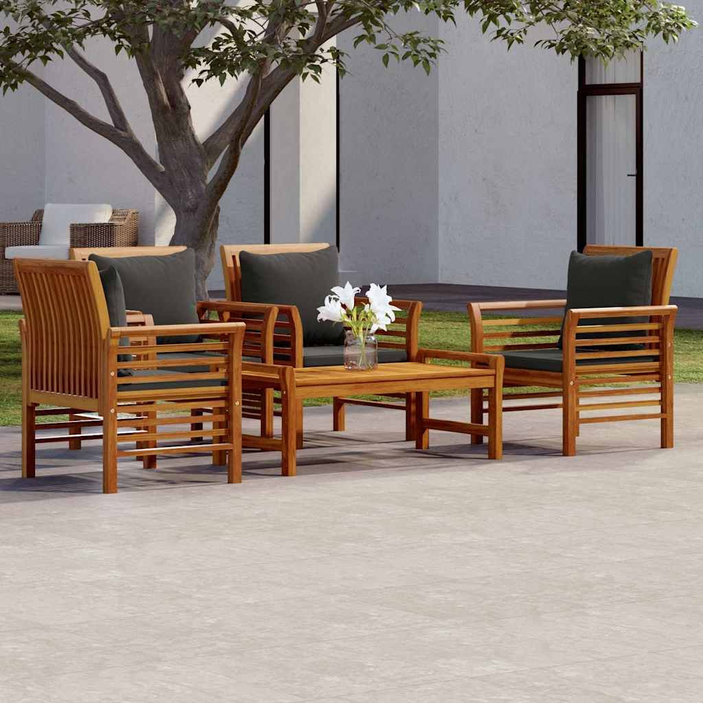 Set Salotto da Giardino 5 pz con Cuscini Legno Massello Acacia vidaXL