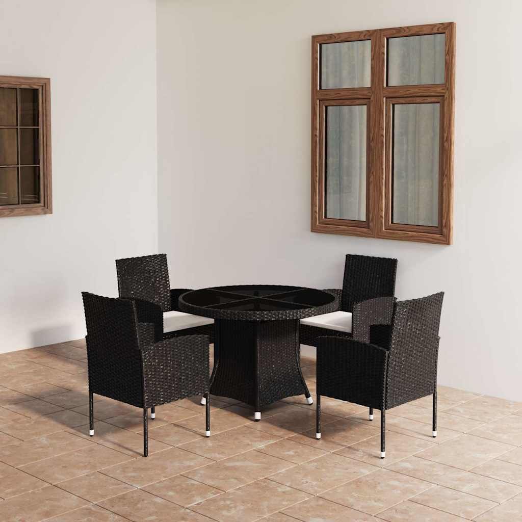 Set Mobili da Pranzo per Giardino 5 pz in Polyrattan Nero vidaXL