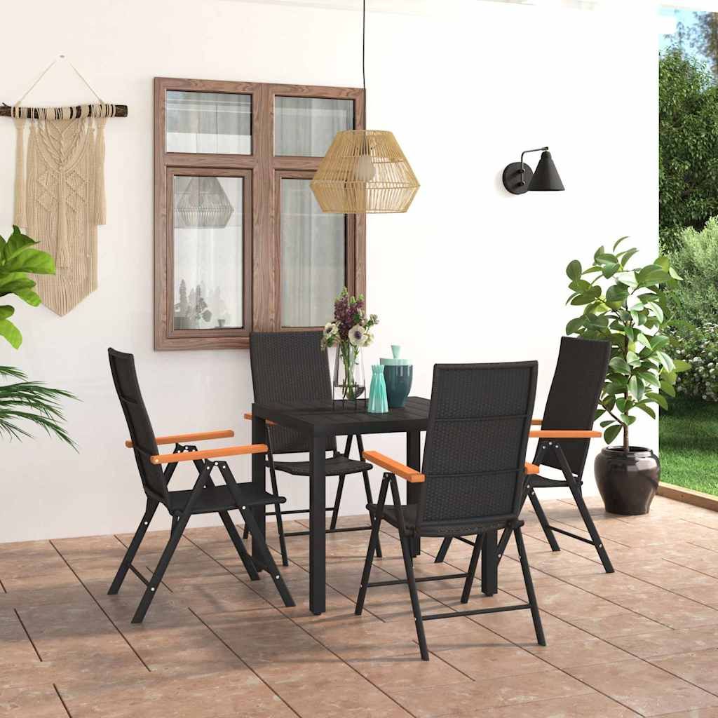 Set da Pranzo da Giardino 5 pz Nero e Marrone vidaXL