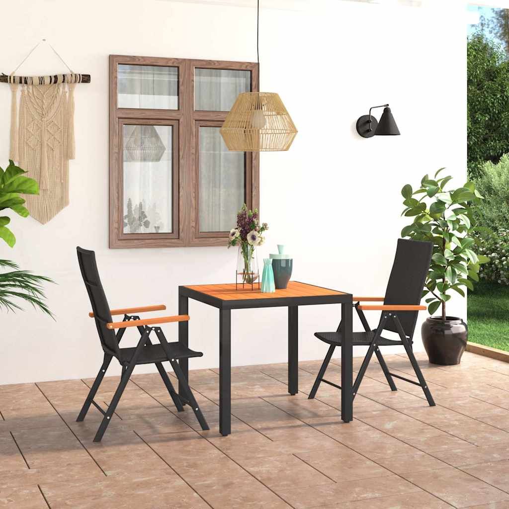 Set da Pranzo da Giardino 3 pz Nero e Marrone vidaXL