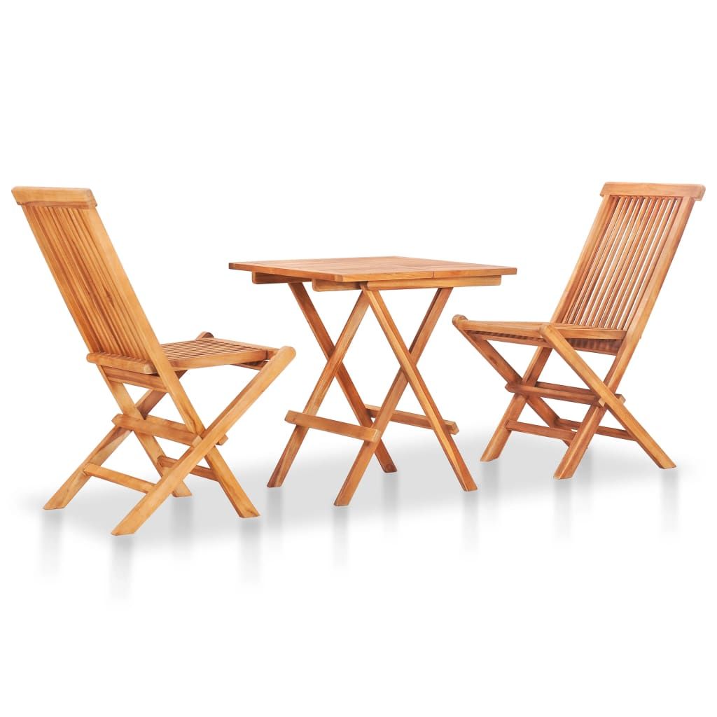 Set da Bistrot 3 pz con Cuscini Grigi in Legno Massello di Teak vidaXL