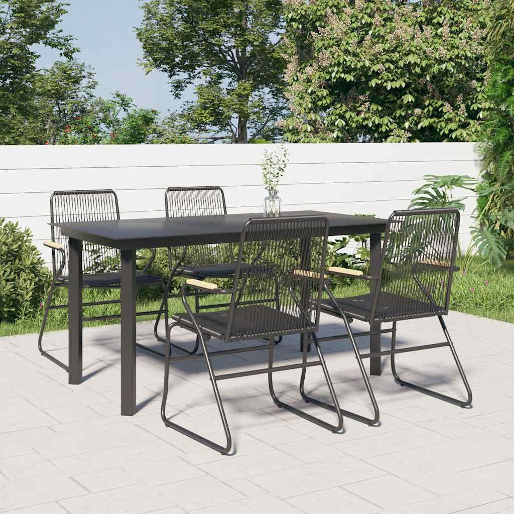 Set da Pranzo da Giardino 5 pz Nero in Rattan PVC vidaXL