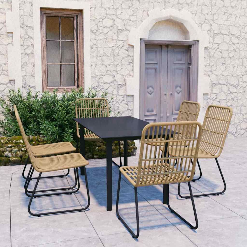 Set da Pranzo da Giardino 7 pz in Polyrattan e Vetro vidaXL