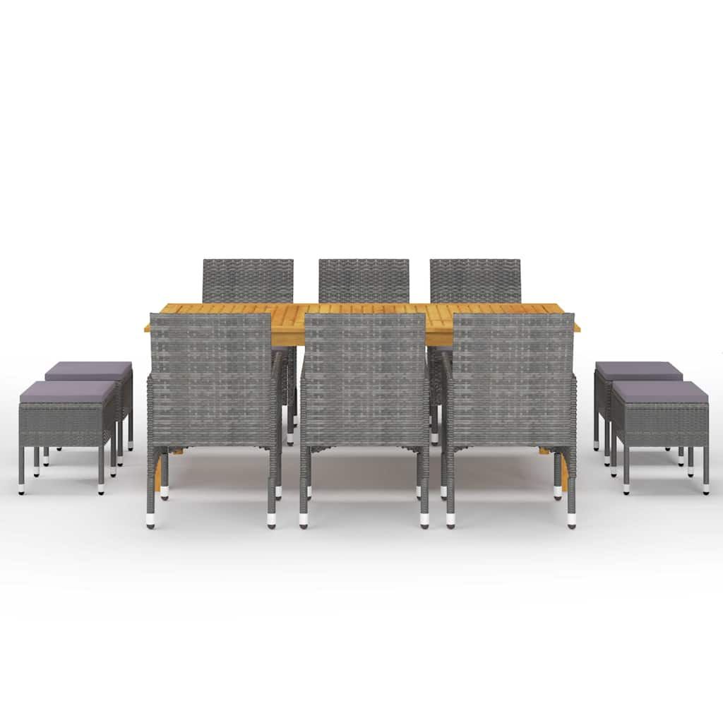 Set Mobili da Pranzo per Giardino 11 pz Grigio vidaXL