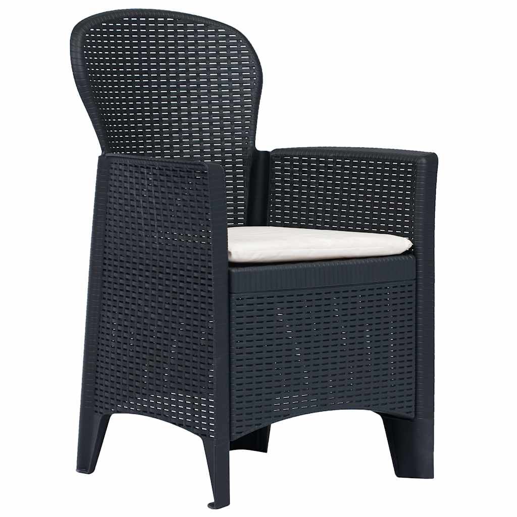 Set da Bistrò 3 pz in Plastica Stile Rattan Antracite vidaXL