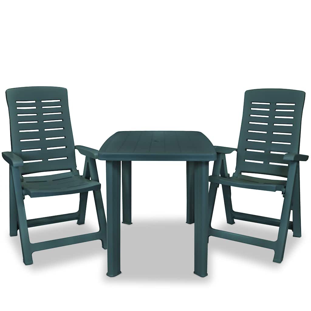 Set da Bistrot 3 pz in Plastica Verde vidaXL