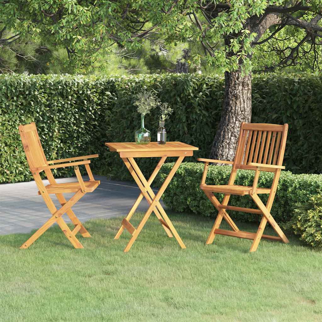 Set da Pranzo da Giardino 3 pz Pieghevole in Massello di Acacia vidaXL