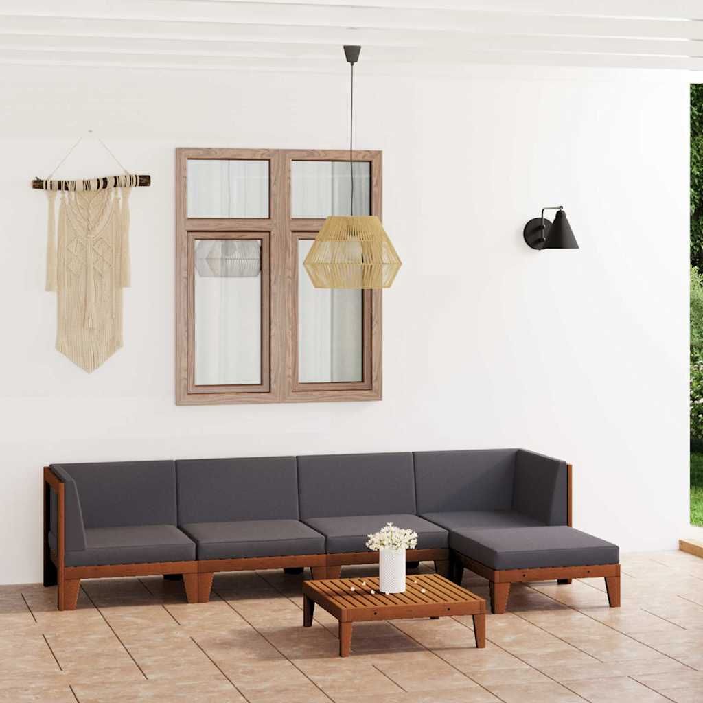 Set Divani da Giardino 6 pz con Cuscini in Massello di Acacia vidaXL