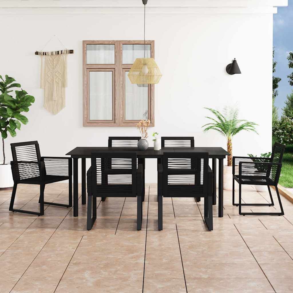 Set da Pranzo da Giardino 7 pz in Rattan PVC Nero vidaXL