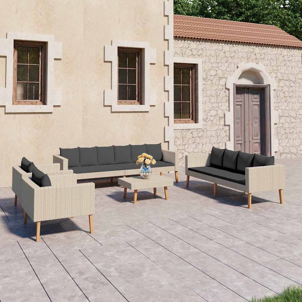 Set Divani da Giardino 5 pz con Cuscini in Polyrattan Beige vidaXL