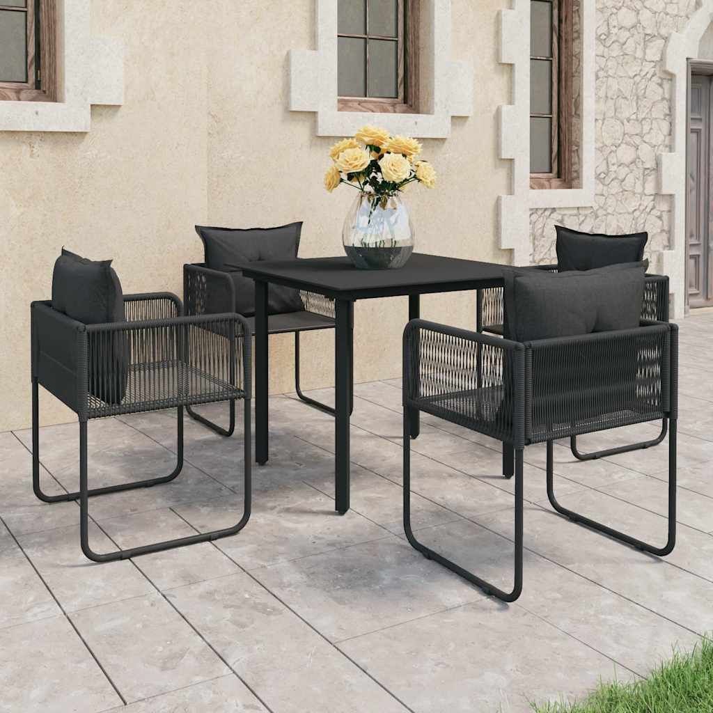 Set da Pranzo da Giardino 5 pz in Rattan PVC Nero vidaXL