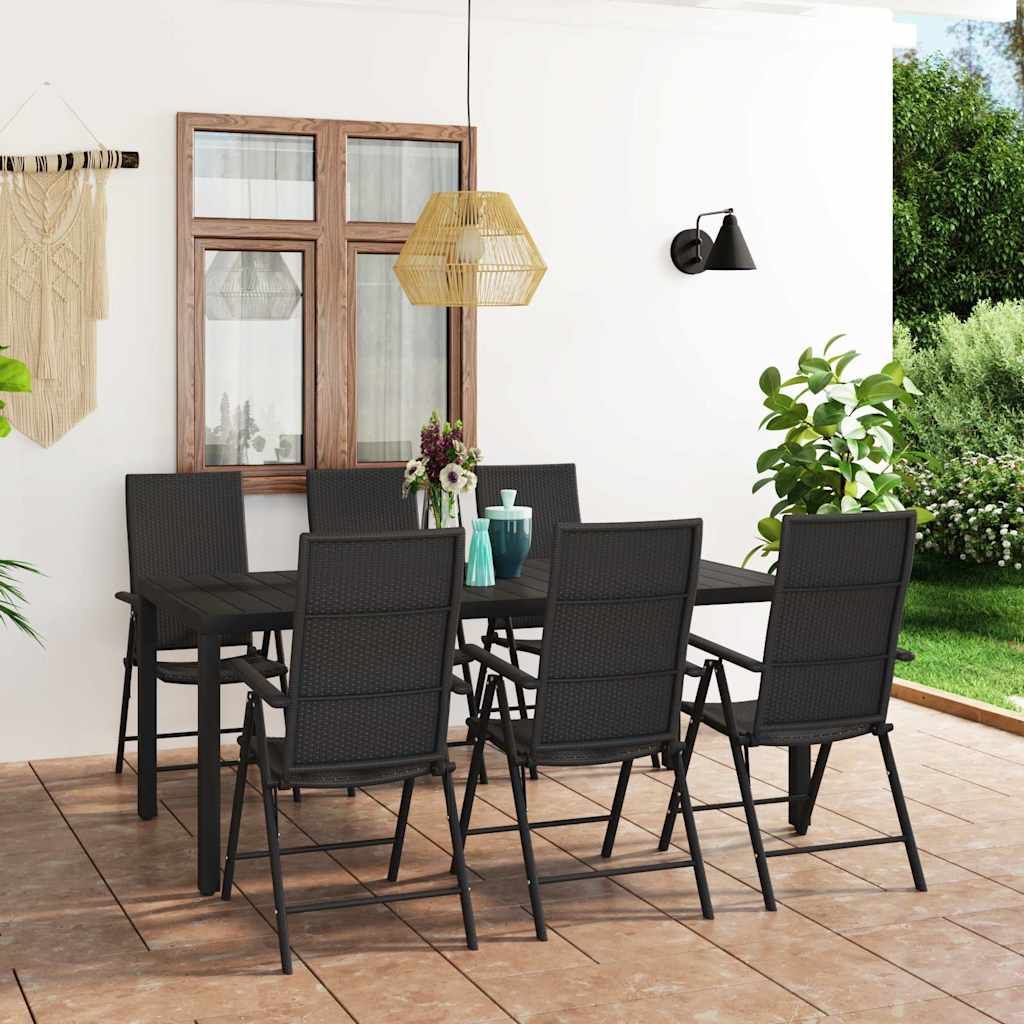 Set da Pranzo da Giardino 7 pz Nero vidaXL