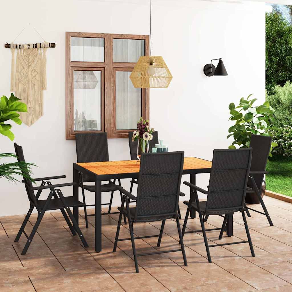 Set da Pranzo da Giardino 7 pz Nero e Marrone vidaXL