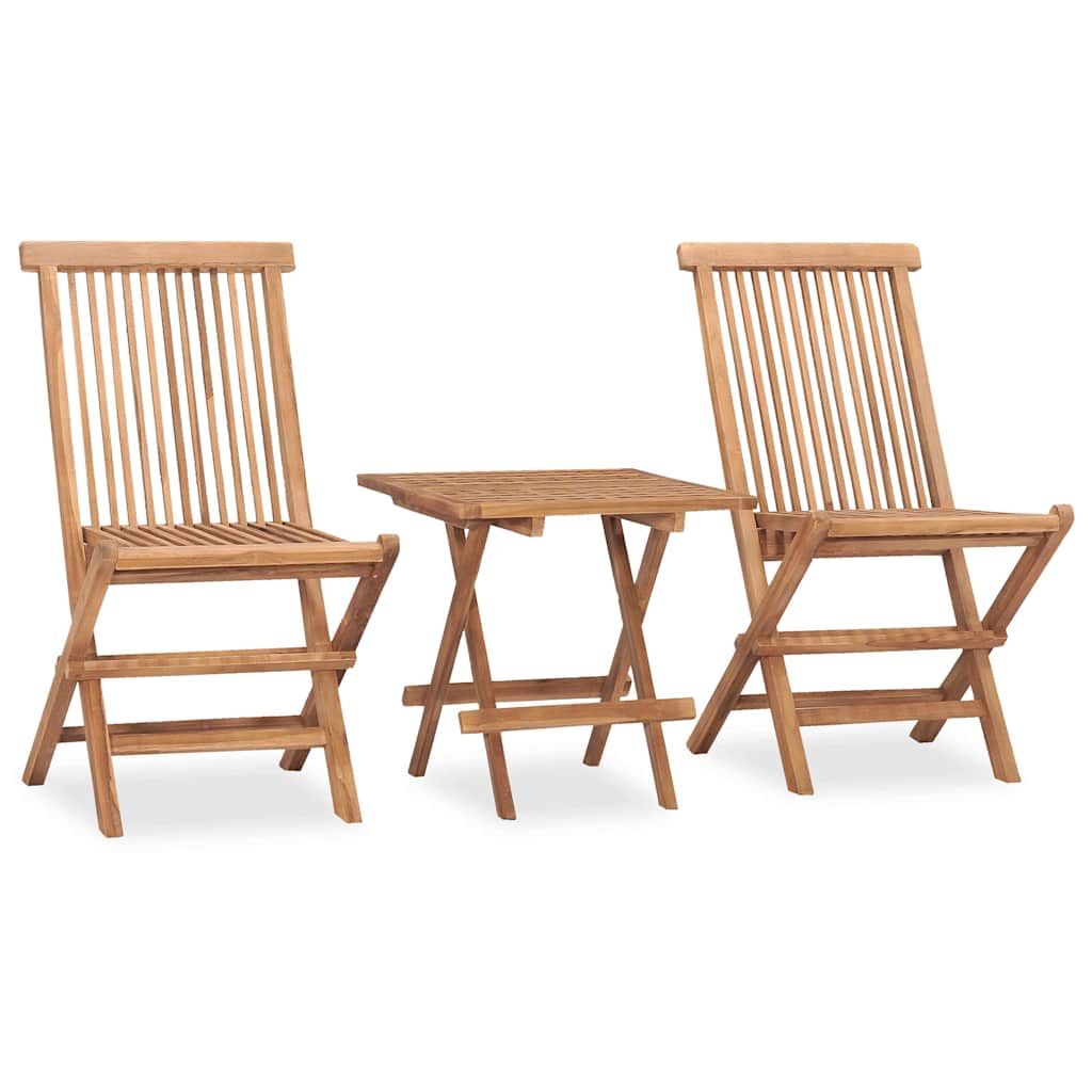 Set da Pranzo Giardino Pieghevole 3 pz Cuscino Massello di Teak vidaXL