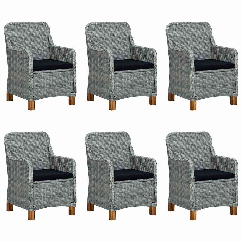 Set Pranzo da Giardino 7pz con Cuscini Polyrattan Grigio Chiaro vidaXL