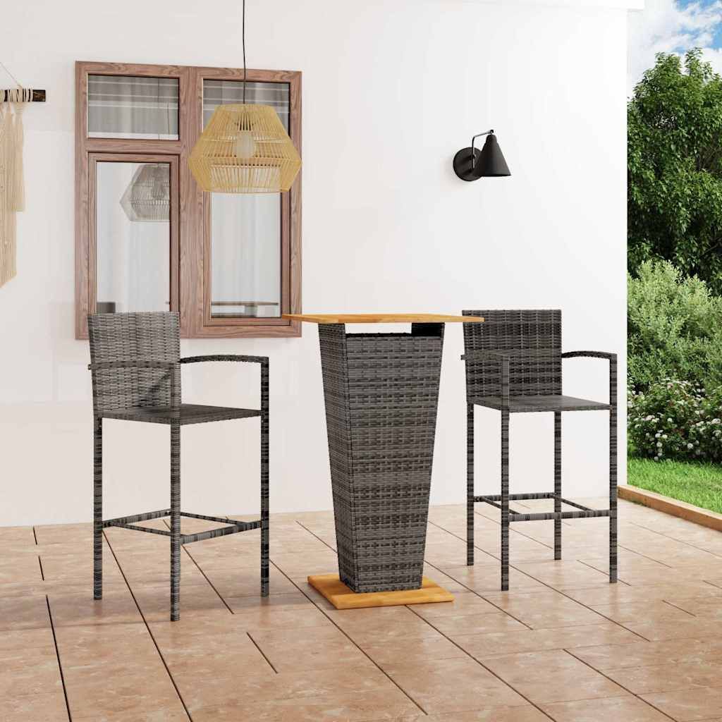 Set Bar da Giardino 3 pz Grigio vidaXL
