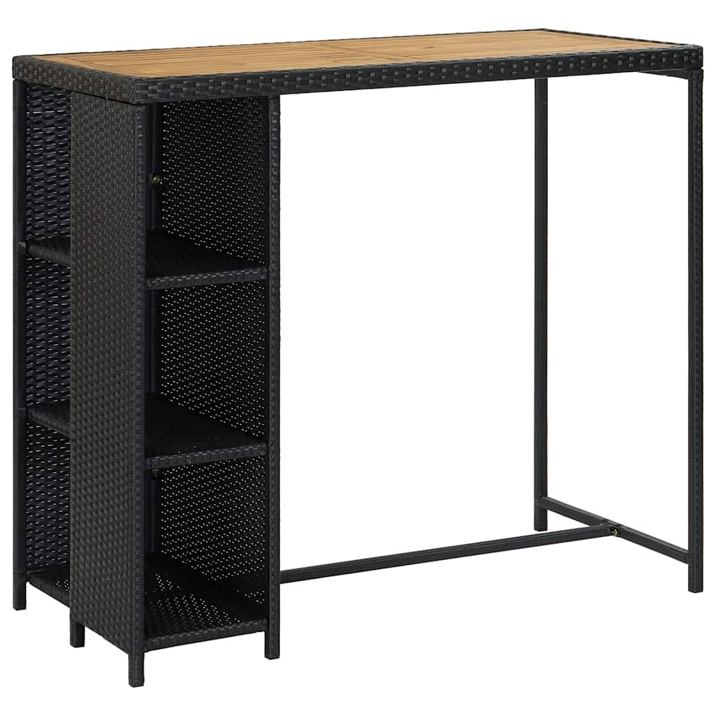 Set da Bar da Giardino 5 pz con Cuscini in Polyrattan Nero vidaXL