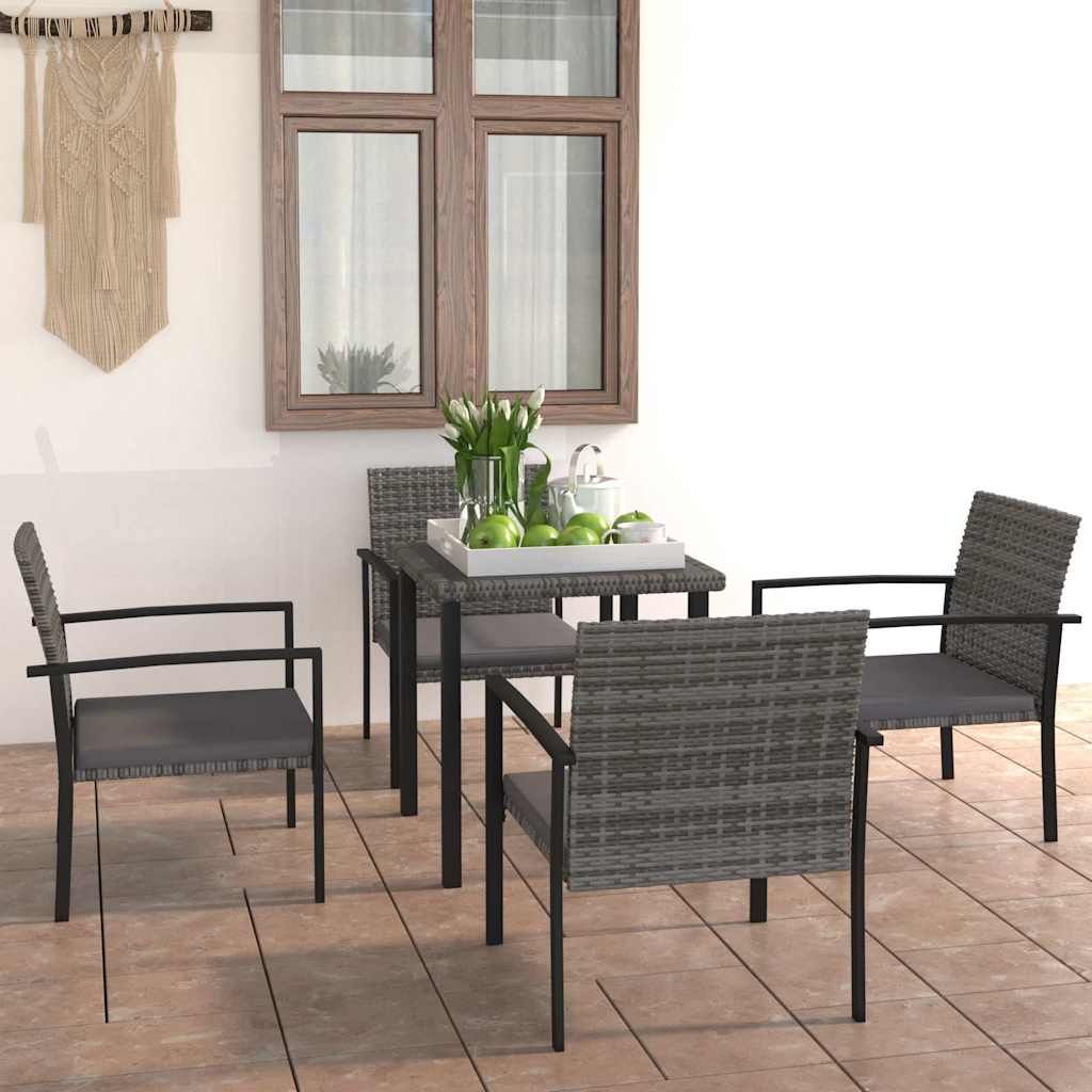 Set da Pranzo da Giardino 5 pz in Polyrattan Grigio vidaXL