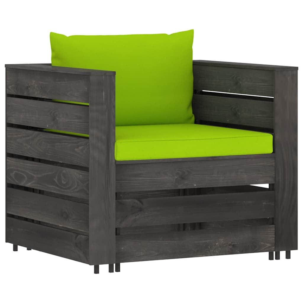 Set Divani da Giardino con Cuscini 2 pz Legno Impregnato Grigio vidaXL