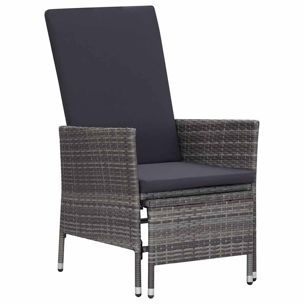 Set Divani da Giardino 3 pz con Cuscini in Polyrattan Grigio vidaXL